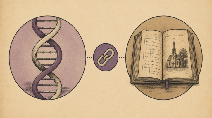 Illustration of connecting a DNA match to documented Scottish records