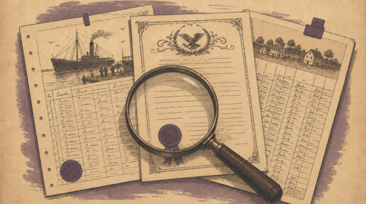 Illustration of researching records to find a Scottish emigrant ancestor
