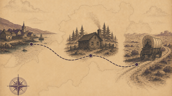 Illustration of the Scots-Irish migration path from Scotland through Ulster to America