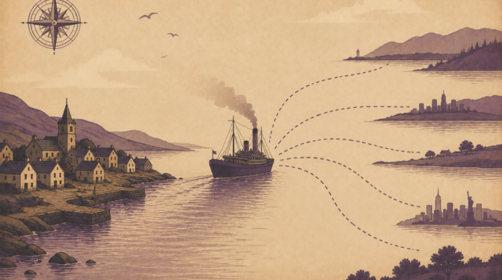 Illustration of the Scottish diaspora's journey from Scotland to the world