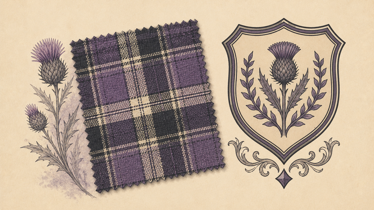 Illustration representing Scottish clan and tartan heritage